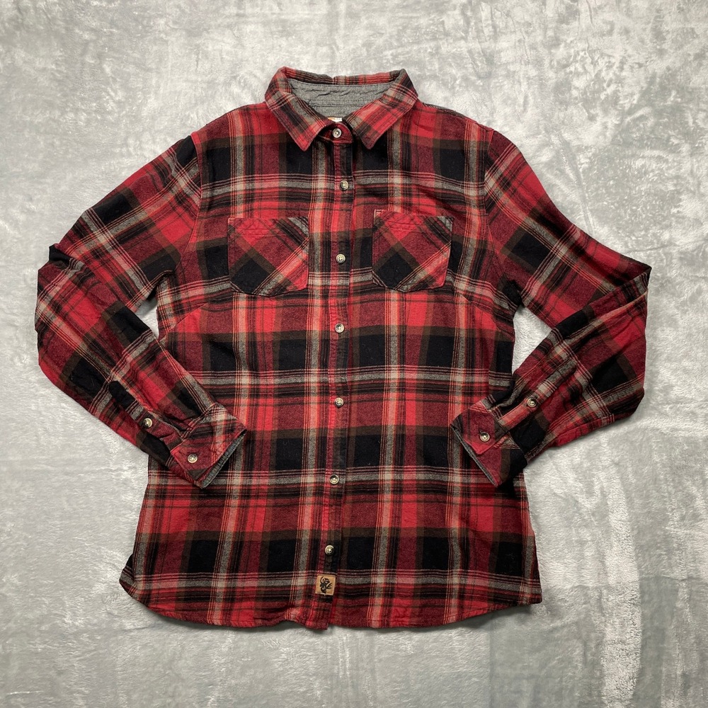 Legendary Whitetails Flannel Shirt Women Red Black Plaid Cotton POLW-1862 L